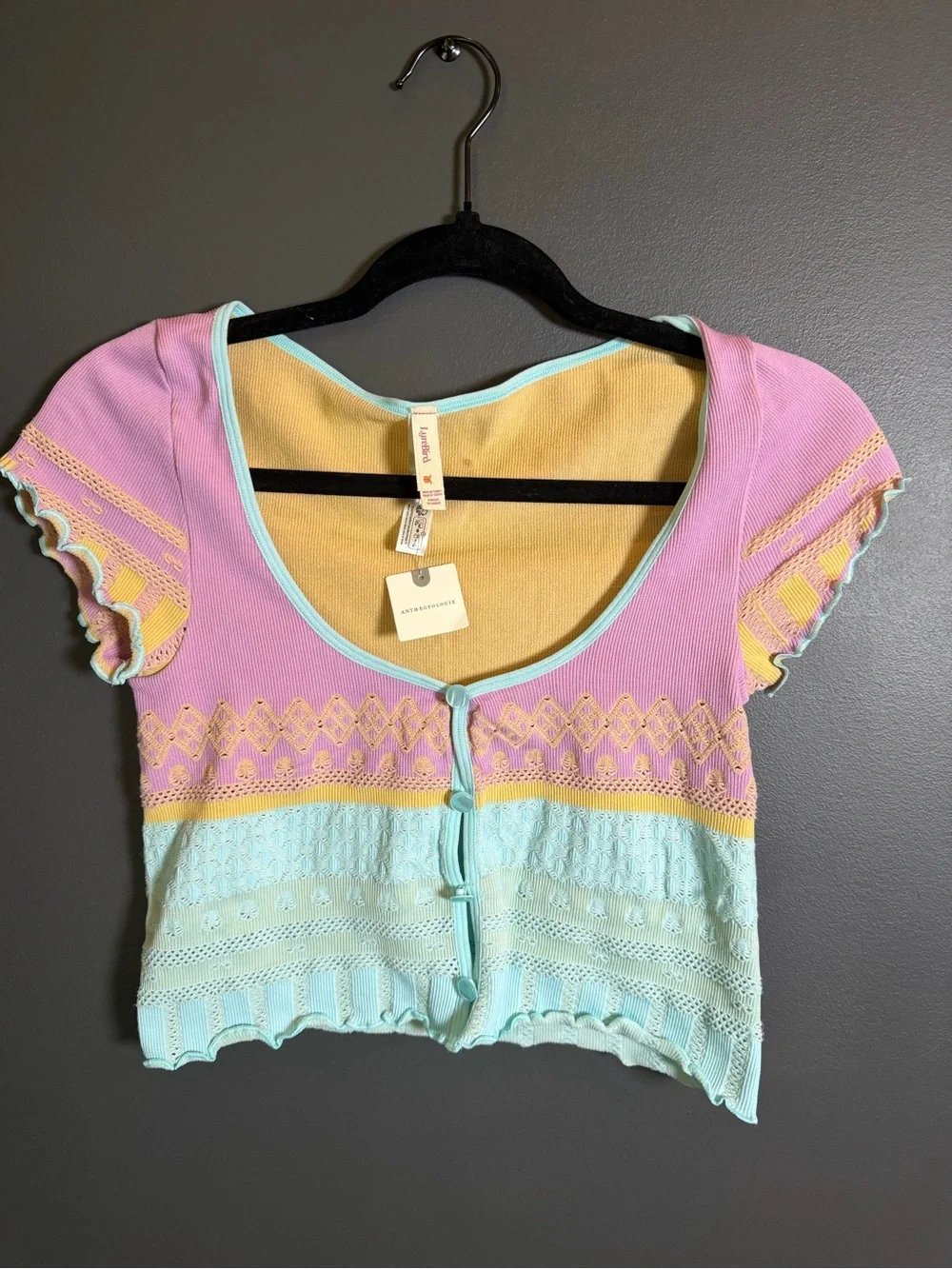 Anthropologie | Lyrebird Textured Seamless Pastel Crop Top | Large - XL / NWT